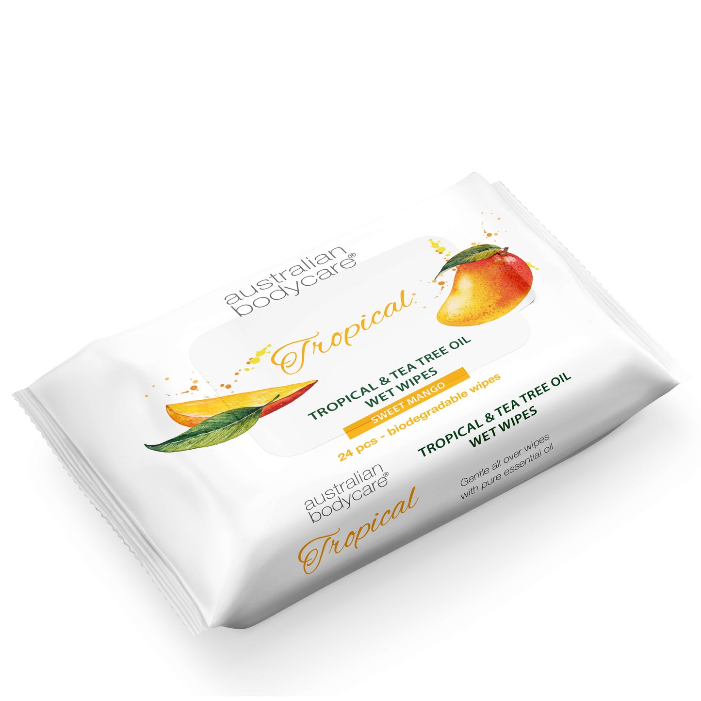 Vlhčené ubrousky s mangem & Tea tree olejem (24 ks.) - Pro každodenní čištění těla a obličeje