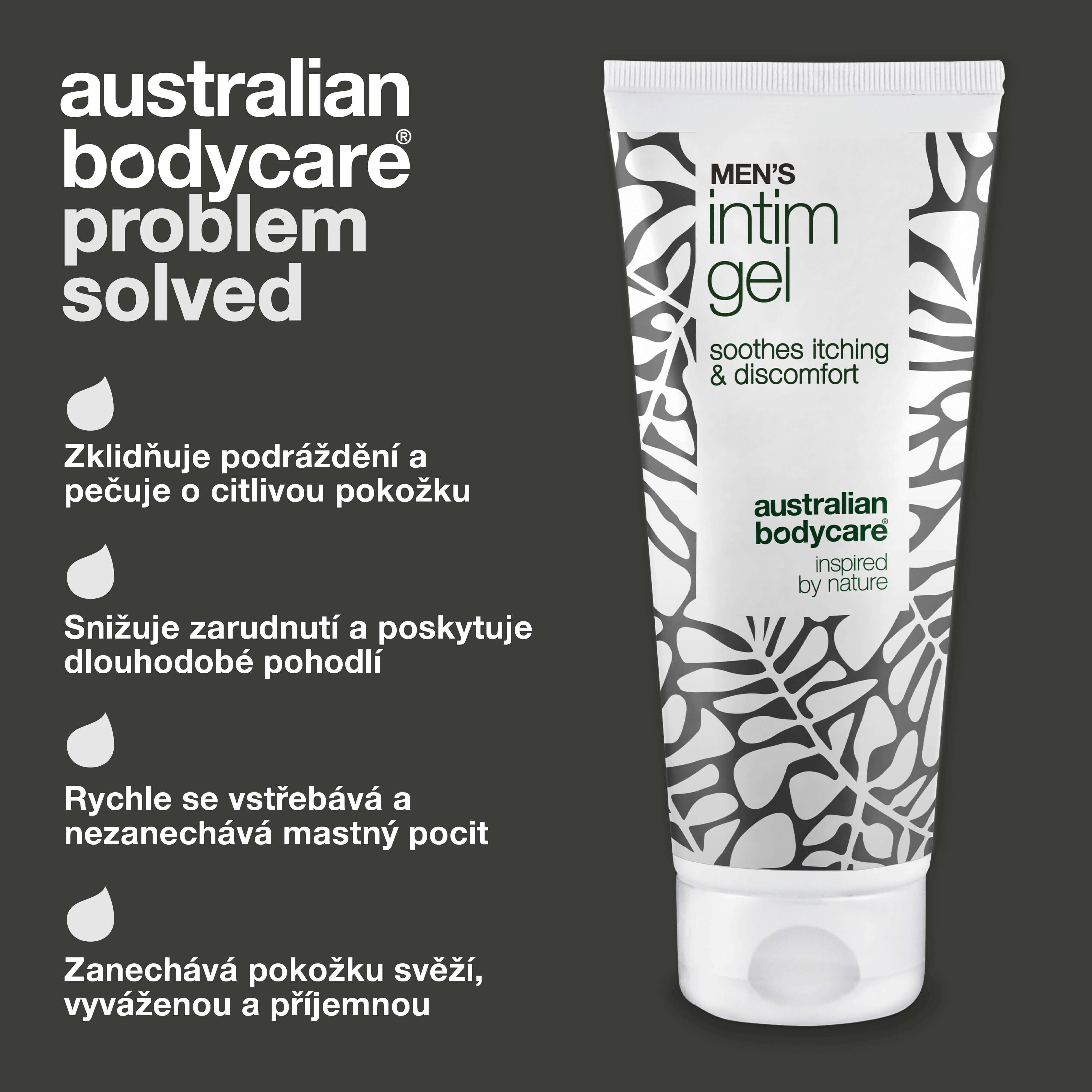 Intimní gel pro muže – Zmírňuje svědění a podráždění — Rozlučte se se svěděním s Intimní gel pro muže. Udržuje pokožku svěží a vyváženou díky nemastné, rychle se vstřebávající formuli.