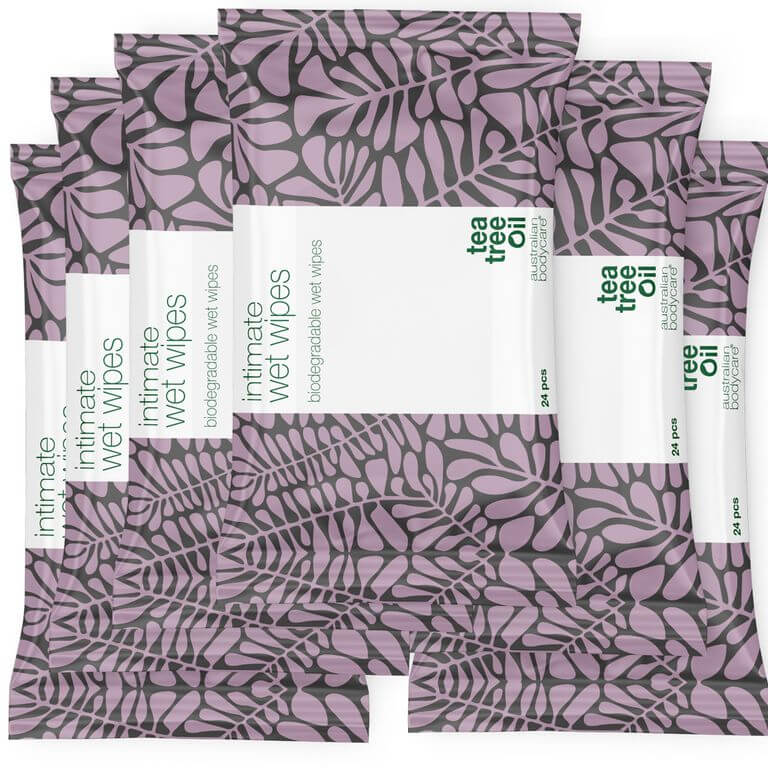 Intimní vlhčené ubrousky s Tea Tree olejem (24 ks) - pro každodenní intimní péči proti nežádoucímu zápachu, svědění a suchosti