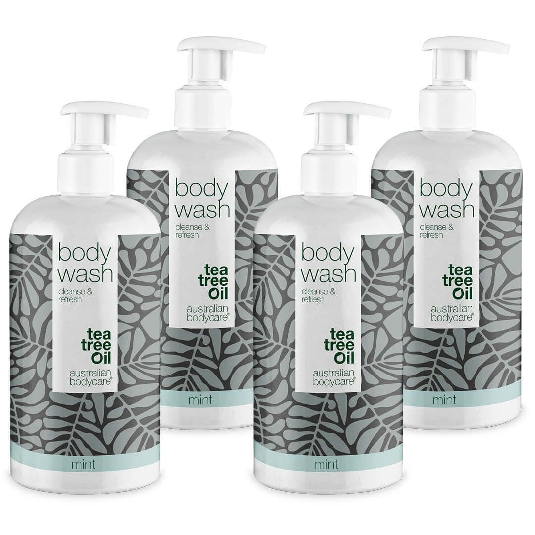 4 za cenu 3 Tea Tree tělové mycí prostředky 500 ml Mint — výhodná nabídka - Balení 4 tělových mycích prostředků (500 ml): Tea Tree Oil Mint