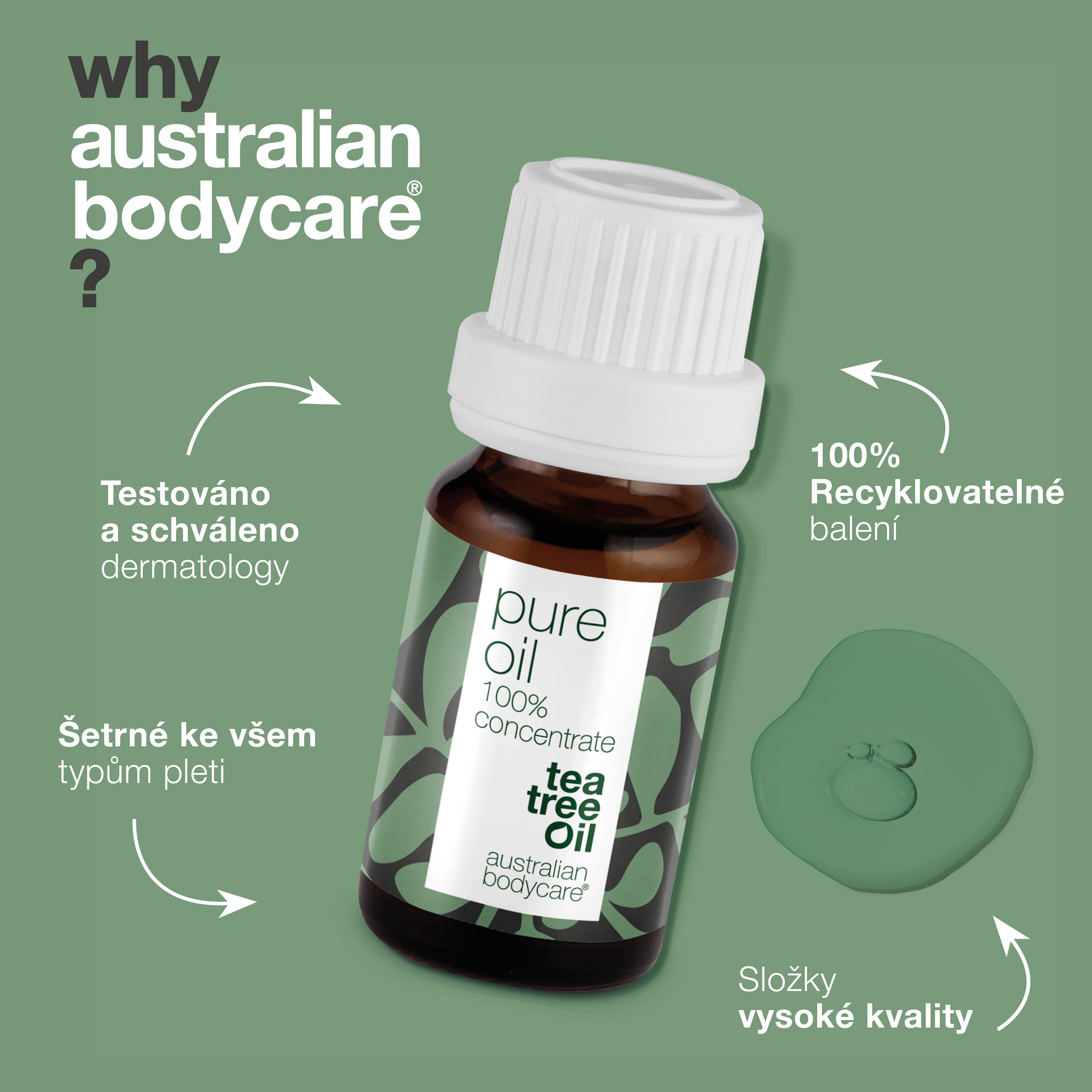 Koncentrovaný Tea Tree Oil na kožní problémy — 100% přírodní a neředěný Tea Tree Oil z Austrálie