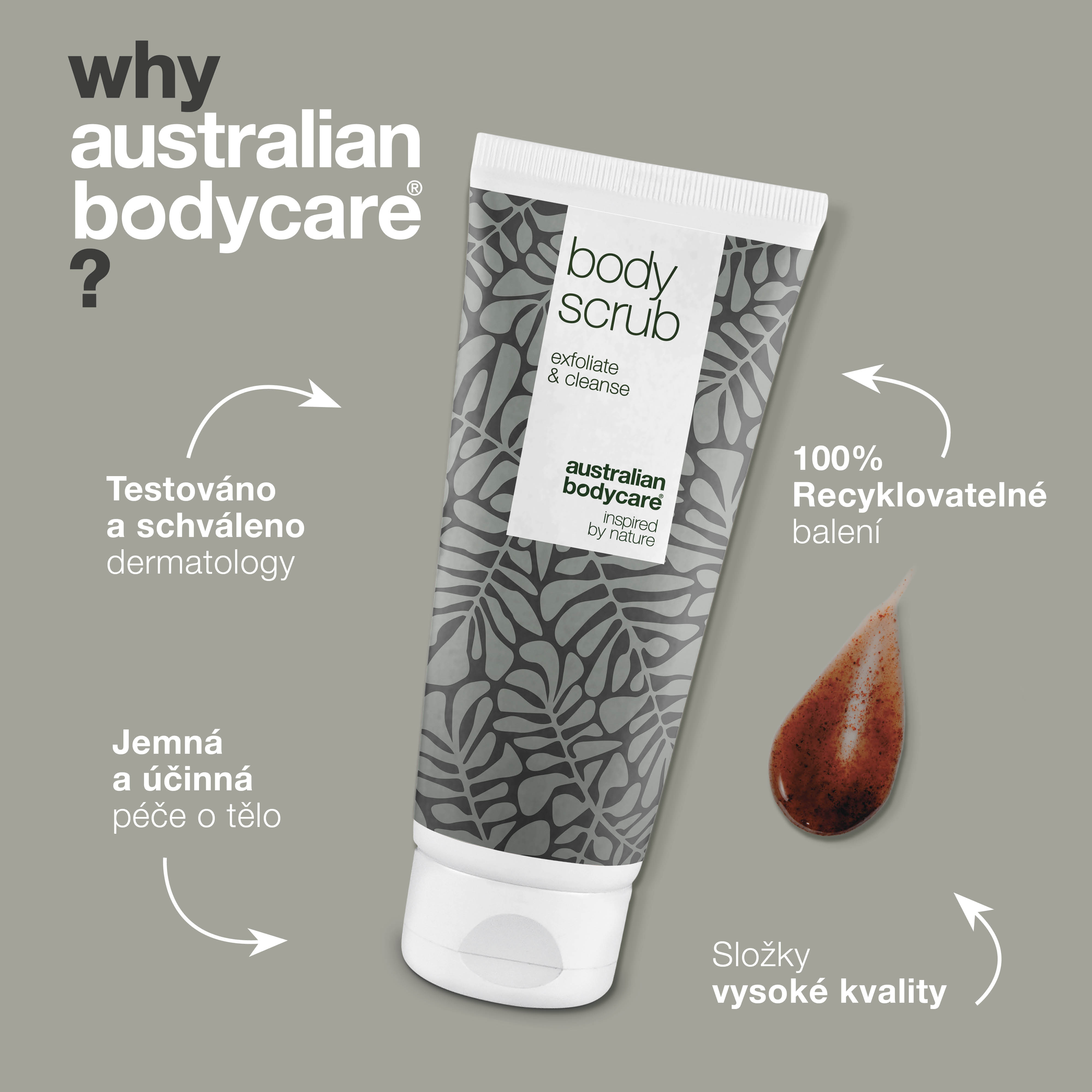 Złuszczający peeling do ciała z drzewa herbacianego na plamy i zatkaną skórę - głęboko oczyszczający peeling ze 100% naturalnym olejkiem z drzewa herbacianego, również do użytku intymnego