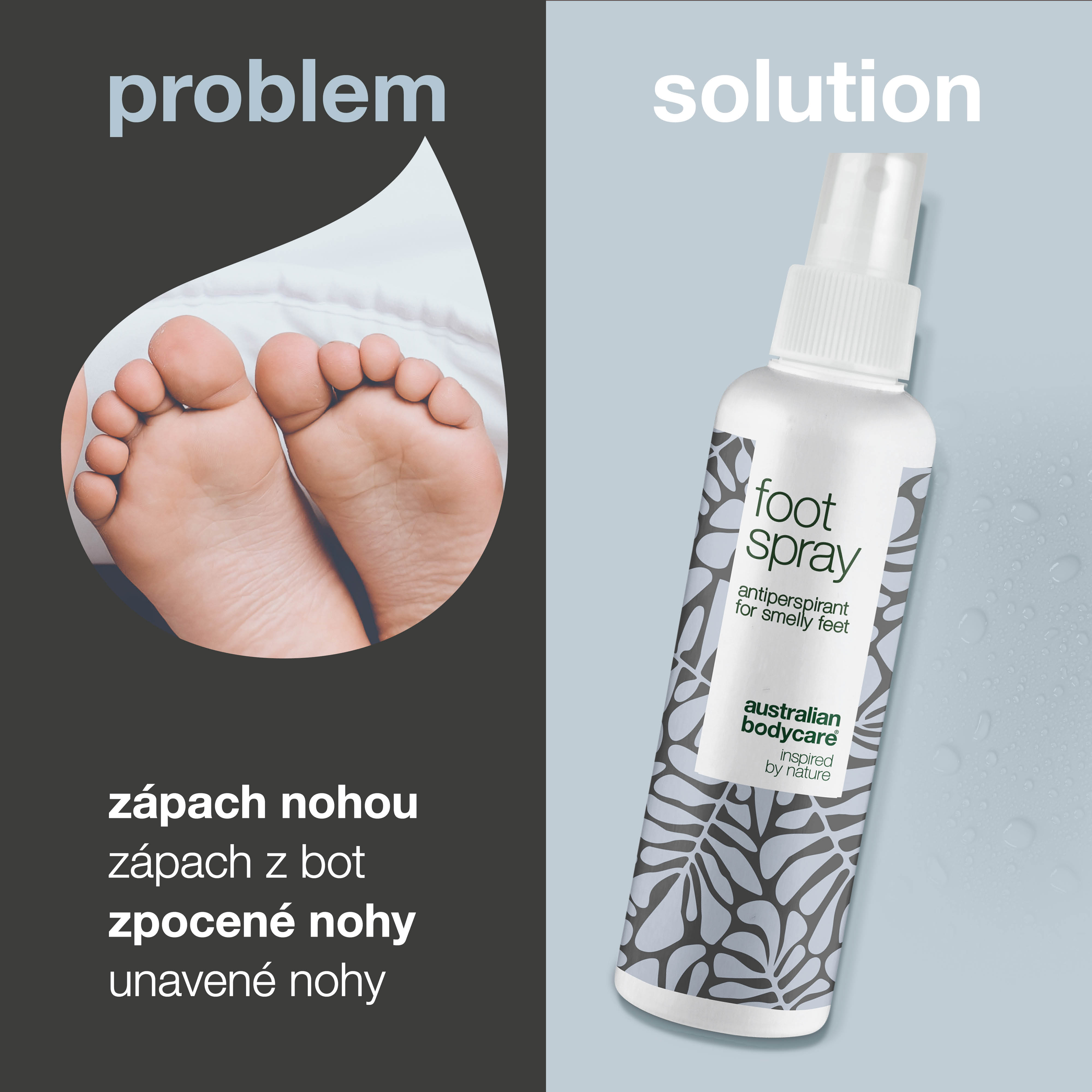 Antyzapachowy spray do stóp - Antyperspirant w sprayu do spoconych, śmierdzących stóp i palców
