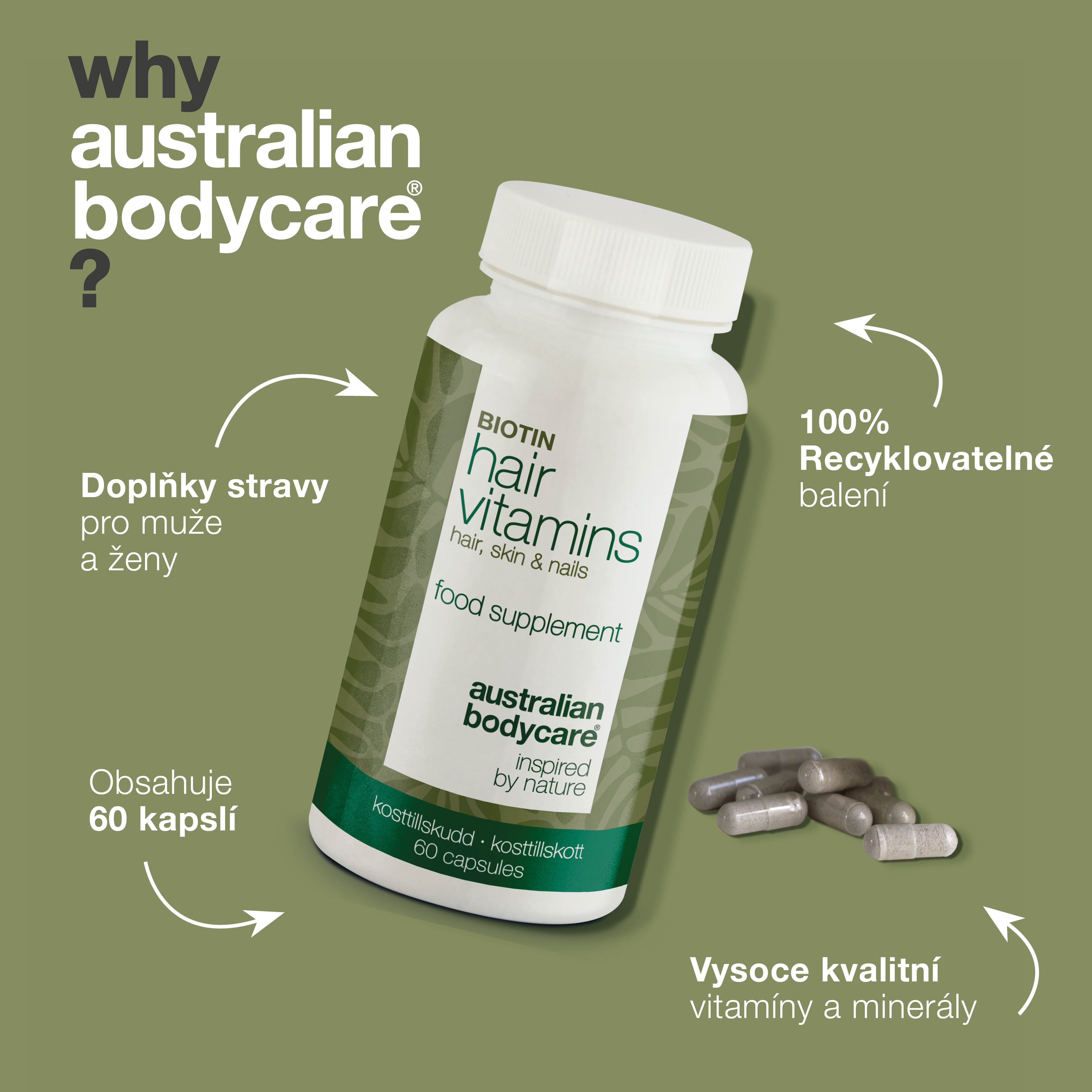 Vitamíny na vlasy s biotinem — Udržují zdravé vlasy a mohou být použity při vypadávání vlasů