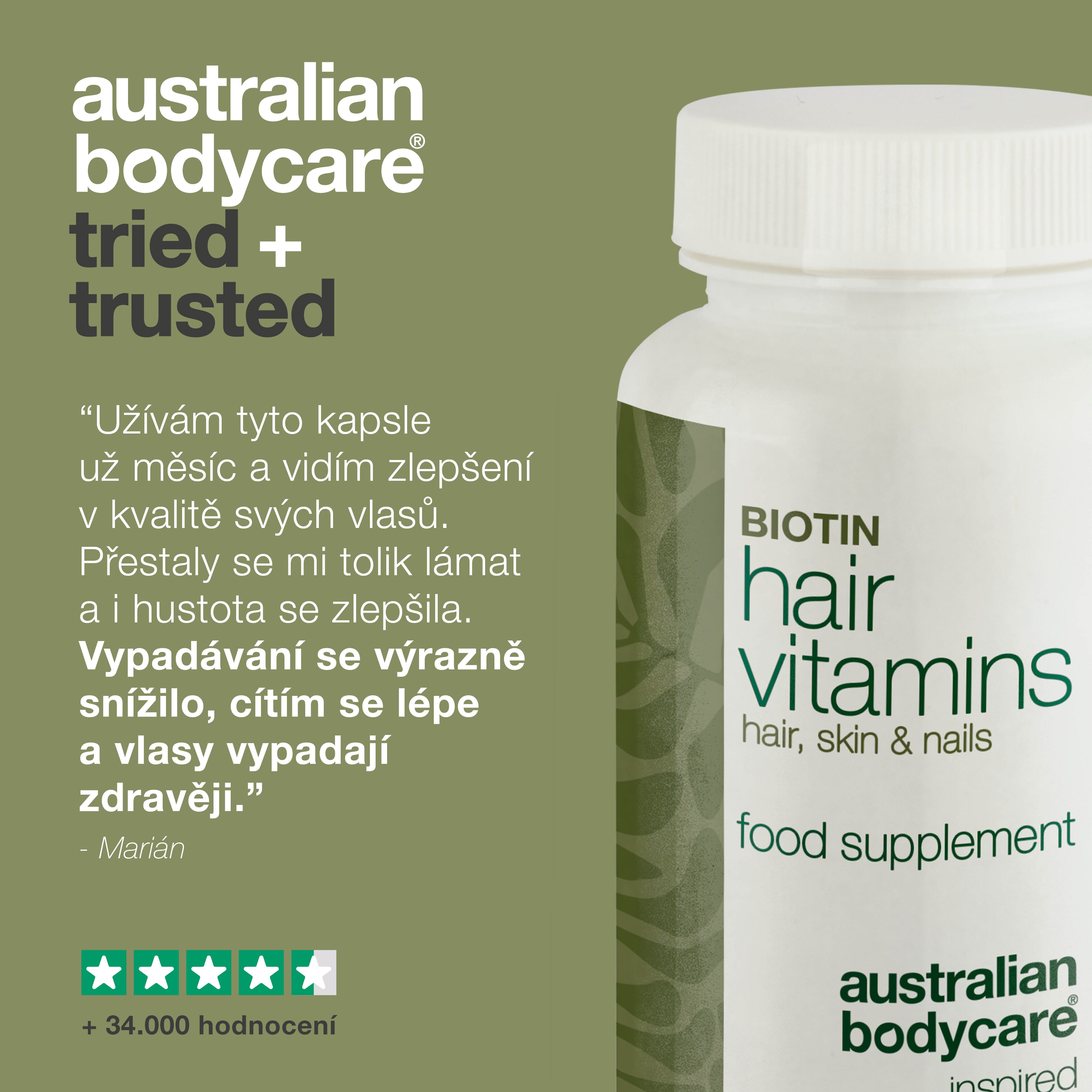 Vitamíny na vlasy s biotinem — Udržují zdravé vlasy a mohou být použity při vypadávání vlasů