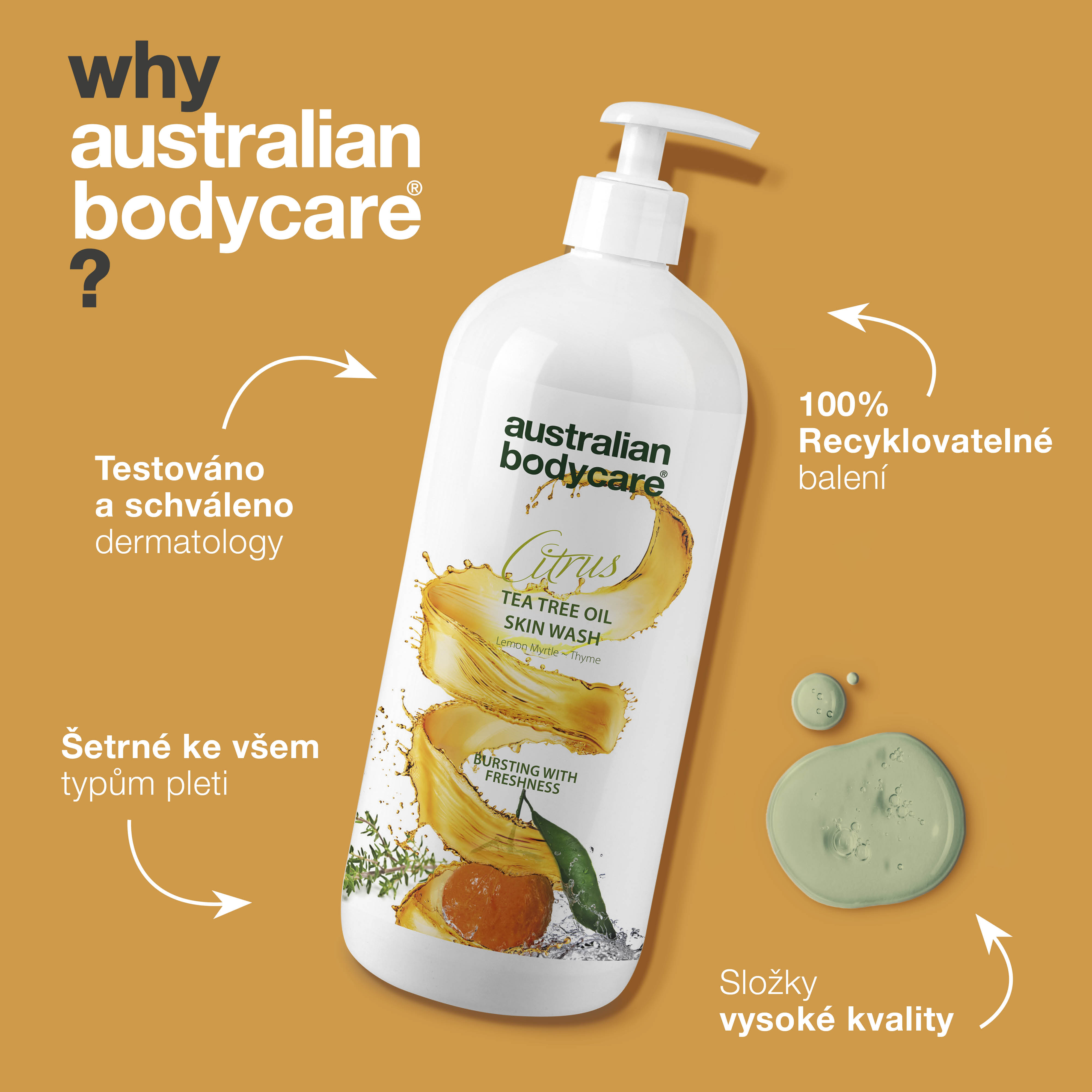 Professional Citrus Skin Cleanser: Profesjonalny płyn do mycia ciała z olejkiem z drzewa herbacianego i cytrusami do codziennego użytku