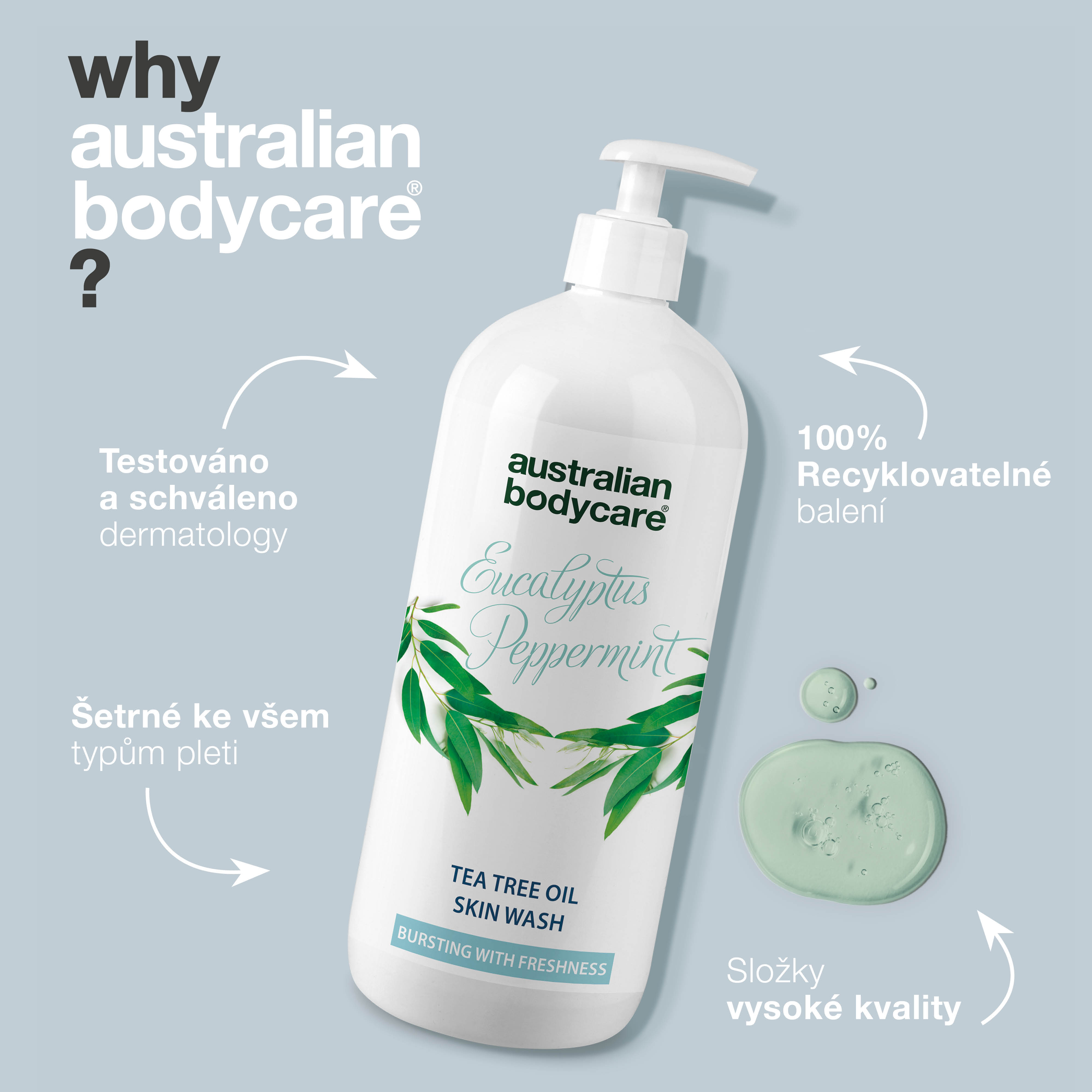 Professional Eucalyptus Skin Wash — Żel pod prysznic do użytku profesjonalnego, z naturalnym drzewem herbacianym i australijskim olejkiem eukaliptusowym