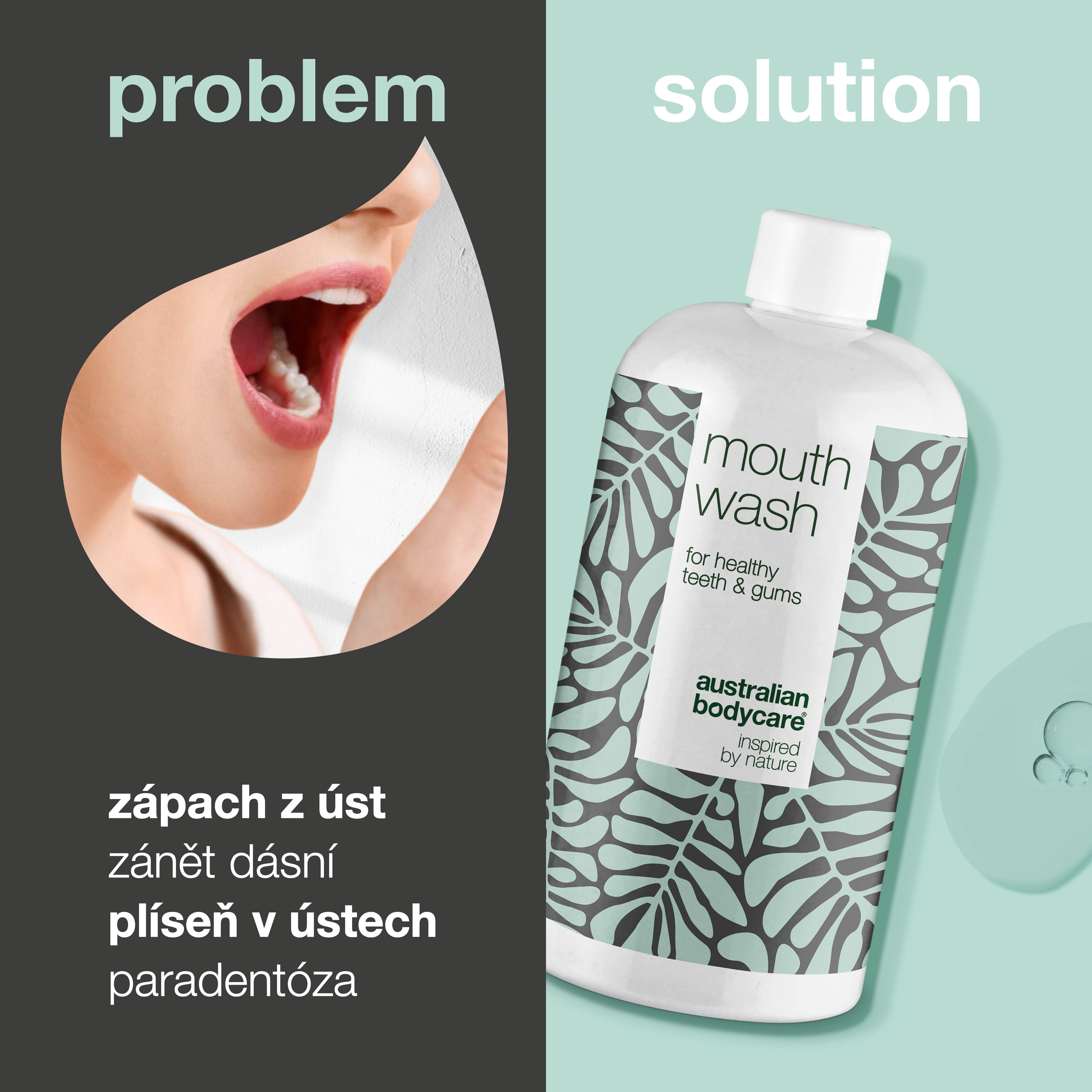 Płyn do płukania jamy ustnej z olejkiem z drzewa herbacianego dla dobrej higieny jamy ustnej - Przeciw nieświeżemu oddechowi i do codziennego leczenia zapalenia dziąseł, kandydozy jamy ustnej i zapalenia przyzębia