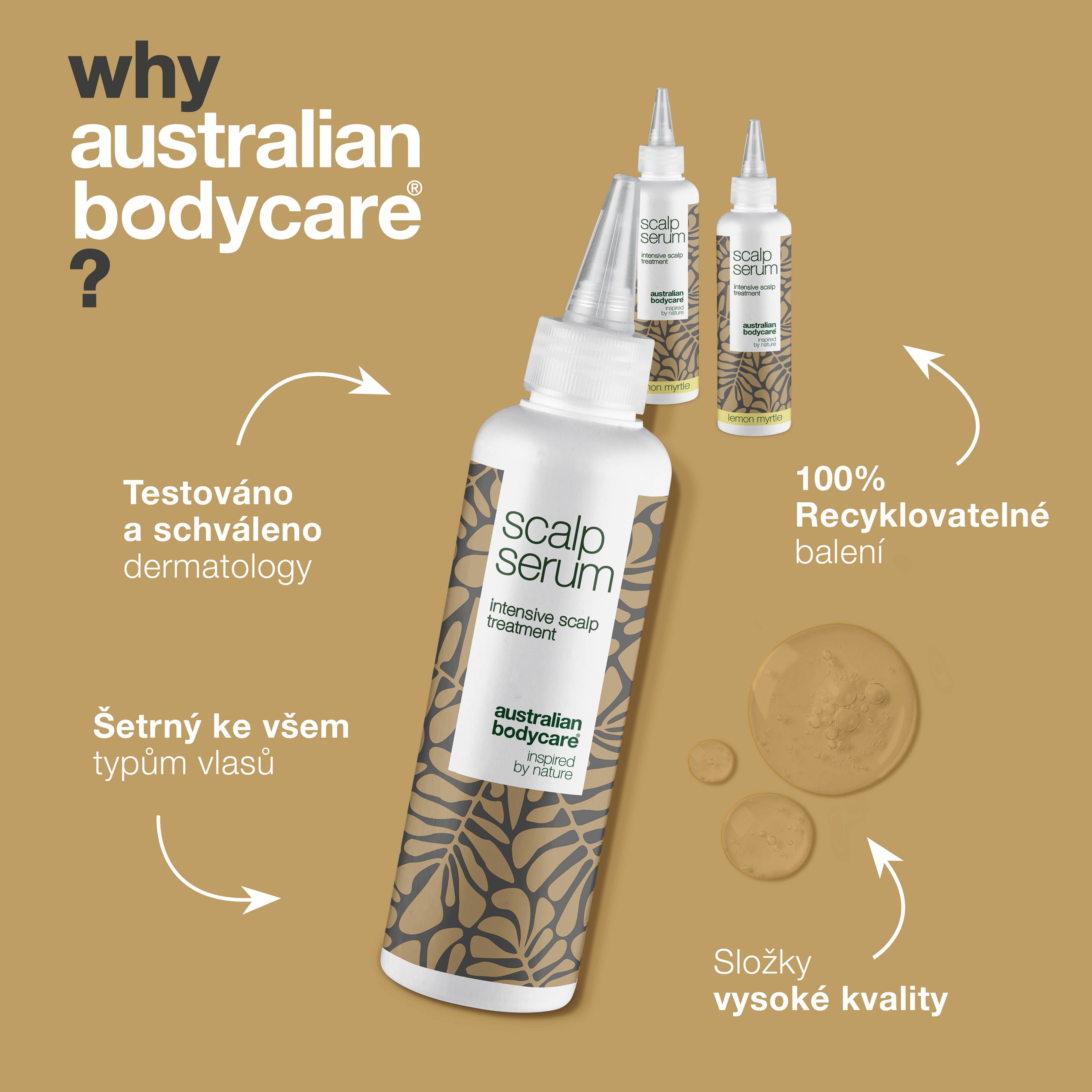 3 za 2 Vlasové sérum 150 ml — Balíček 3 vlasových sér (150 ml): Tea Tree Oil a Lemon Myrtle