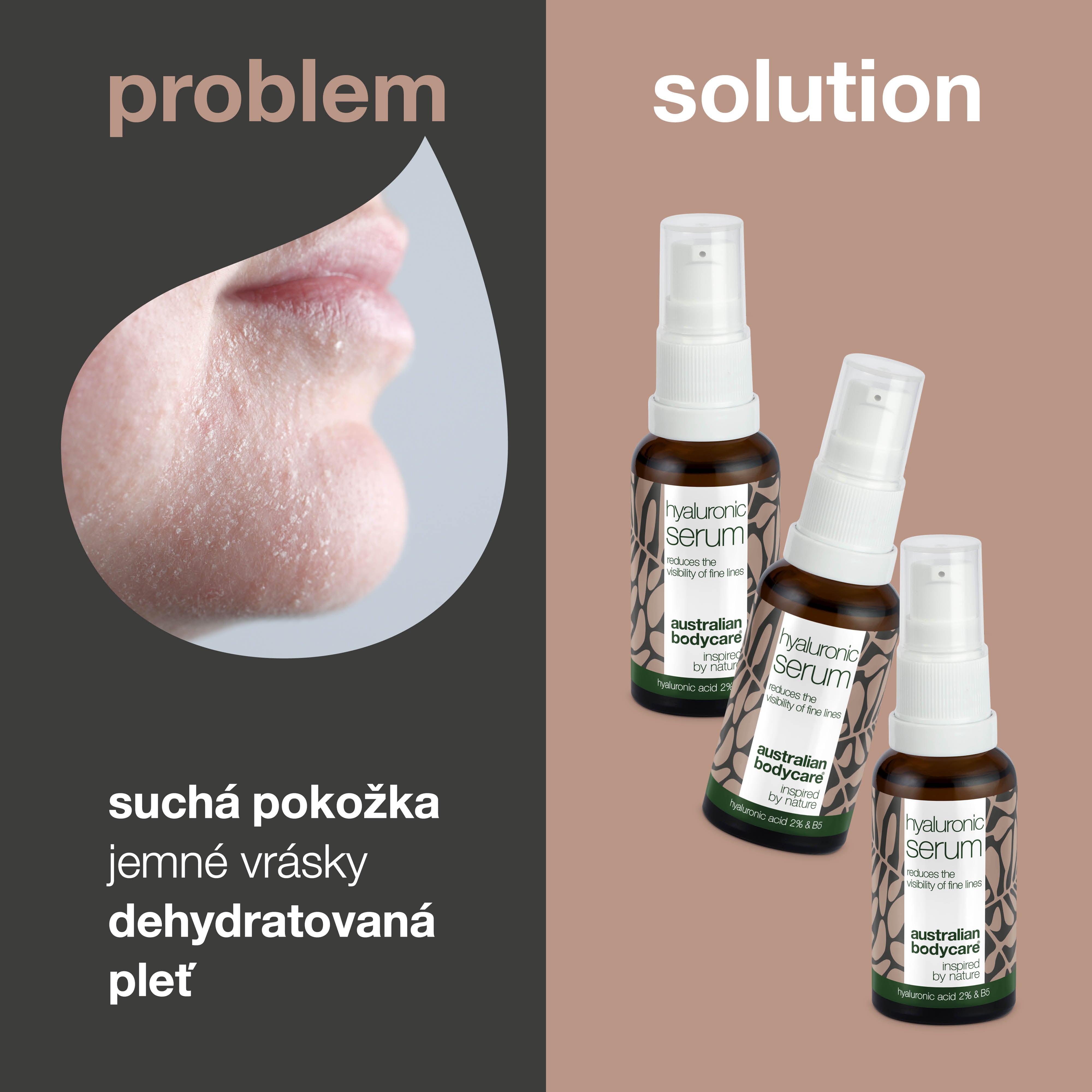3x hyaluronové serum pro zářivou a hladkou pleť — S 2% kyseliny hyaluronové a vitaminem B5 na jemné linky a vrásky