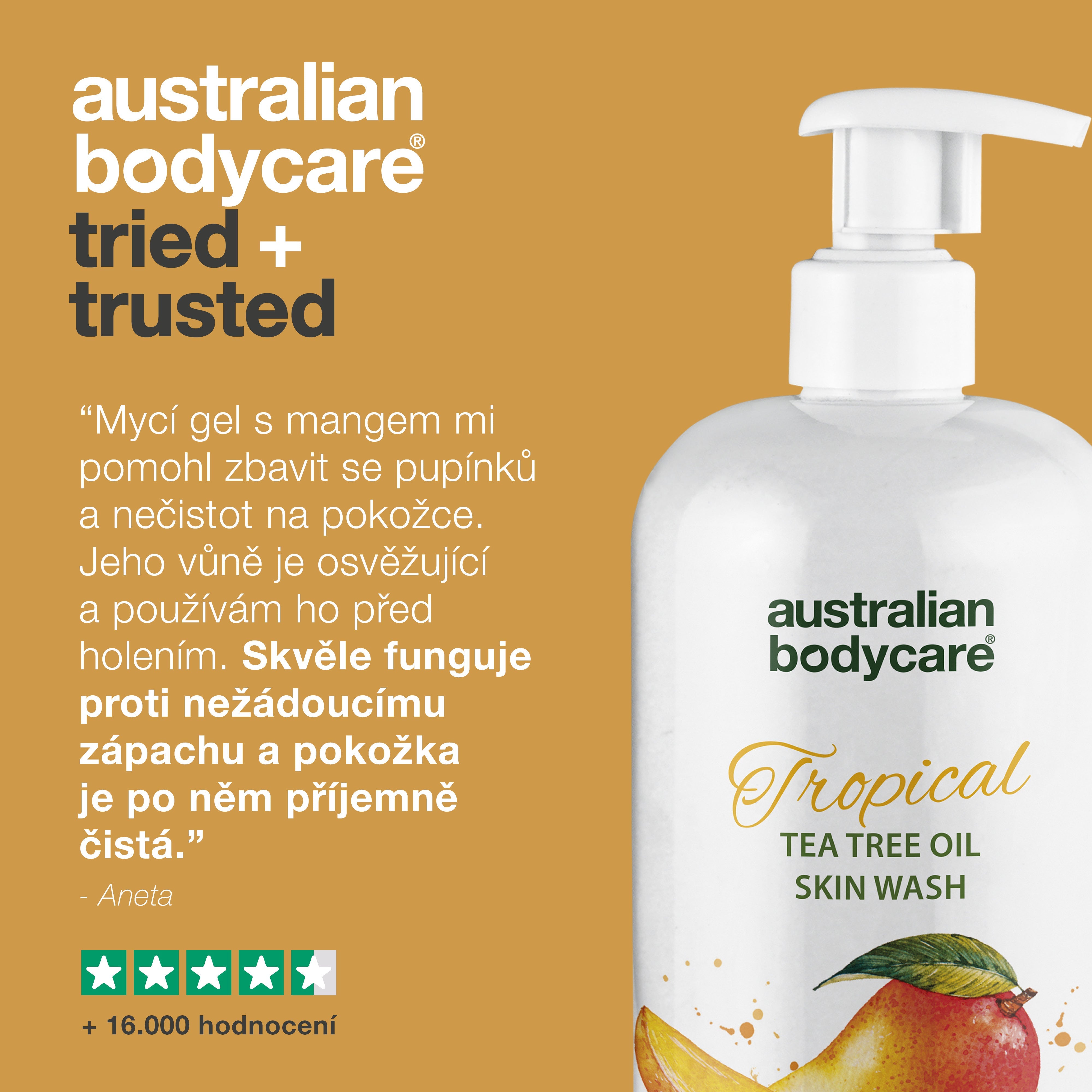 Tropical Mango Skin Cleanser: Profesjonalny żel do mycia ciała z olejkiem z drzewa herbacianego i mango dla czystej, zdrowej skóry