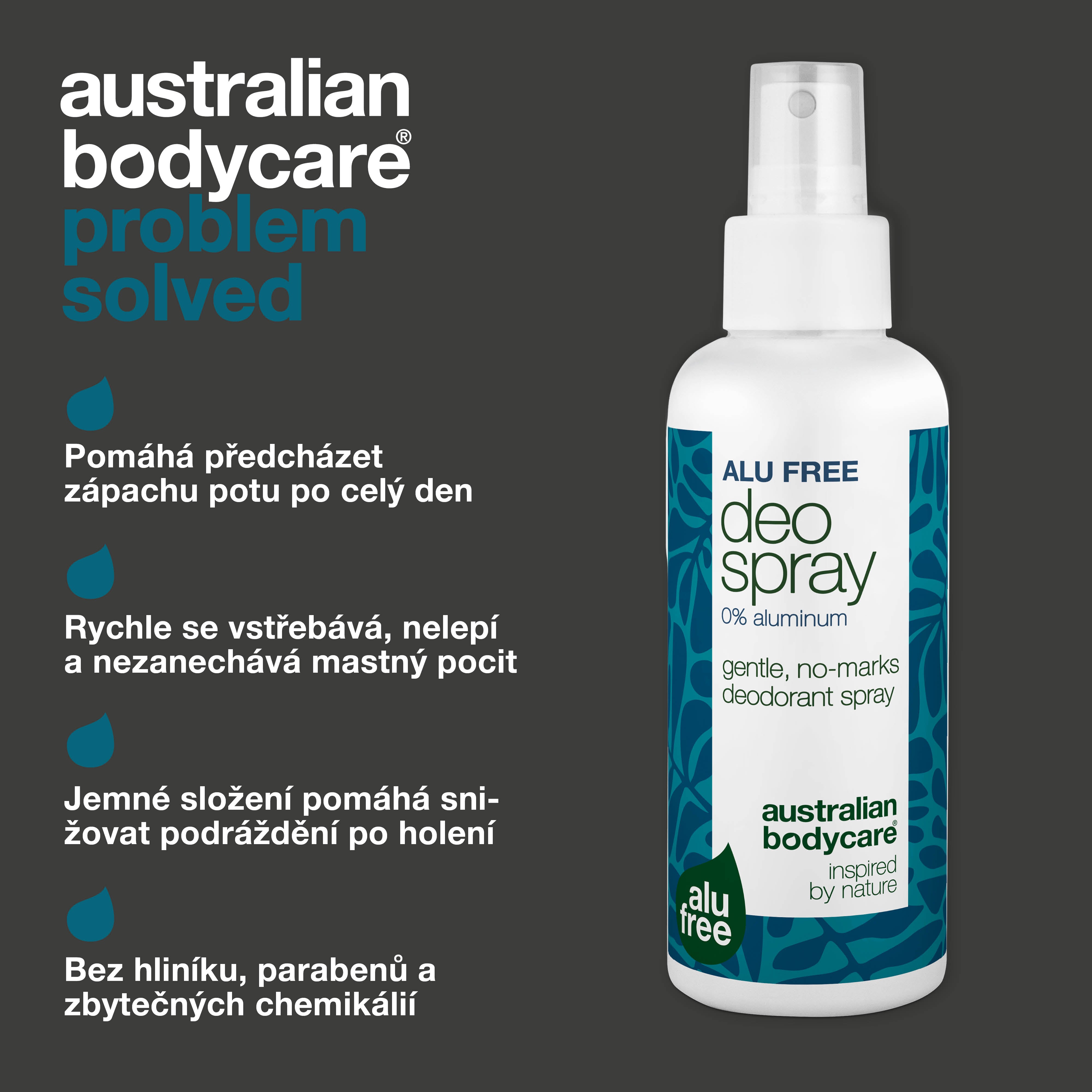 Dezodorant w sprayu bez aluminium – Naturalna świeżość – Skuteczny dezodorant bez aluminium z naturalnymi składnikami. Zwalcza nieprzyjemne zapachy, szybko schnie i zapewnia świeżość przez cały dzień. Delikatny dla skóry.