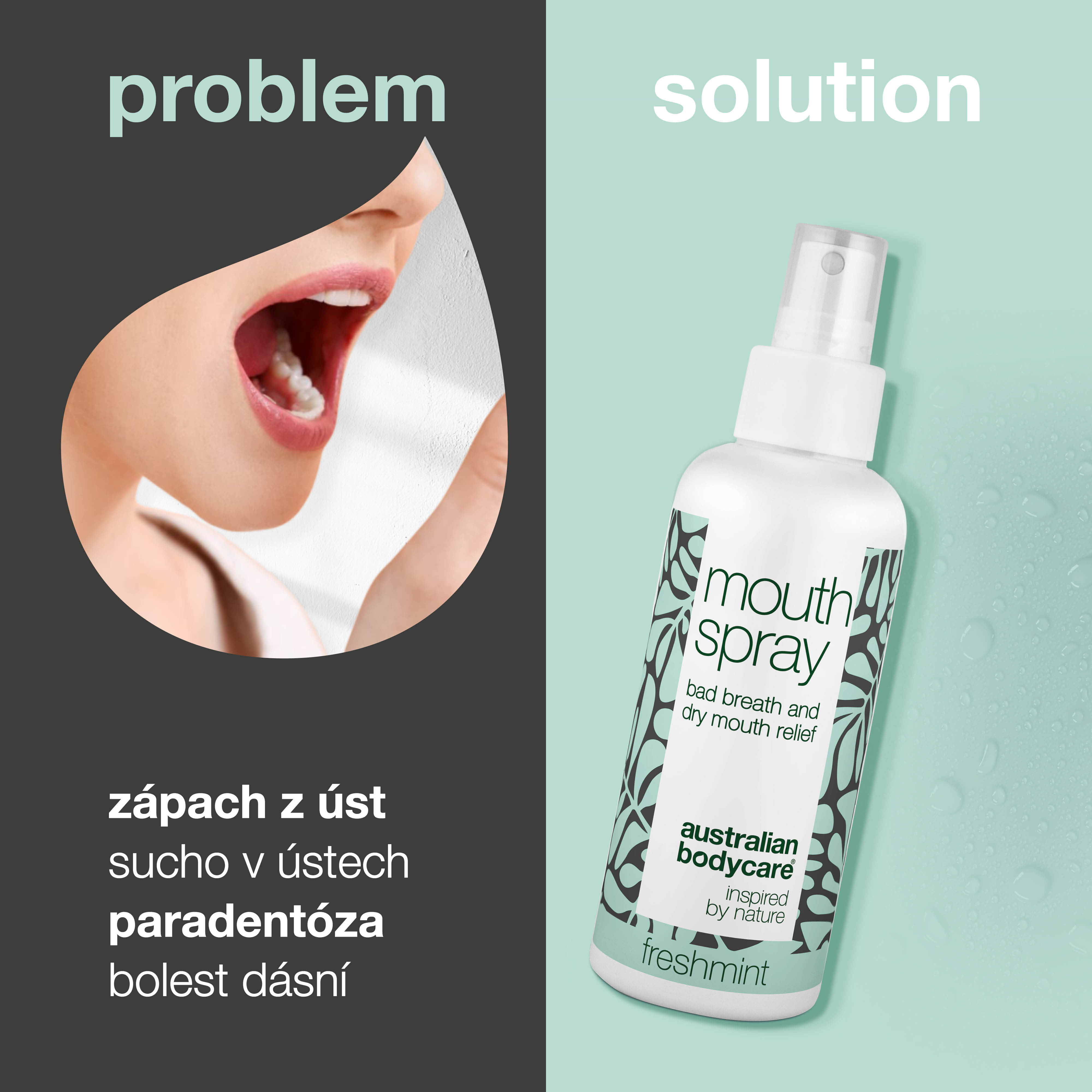Odświeżający spray do ust na nieświeży oddech i suchość w ustach — Kojący i odświeżający spray do ust na język i dziąsła z naturalnymi składnikami. Utrzymuje świeżość i nawilżenie jamy ustnej, skutecznie zwalczając nieświeży oddech i suchość w ustach.