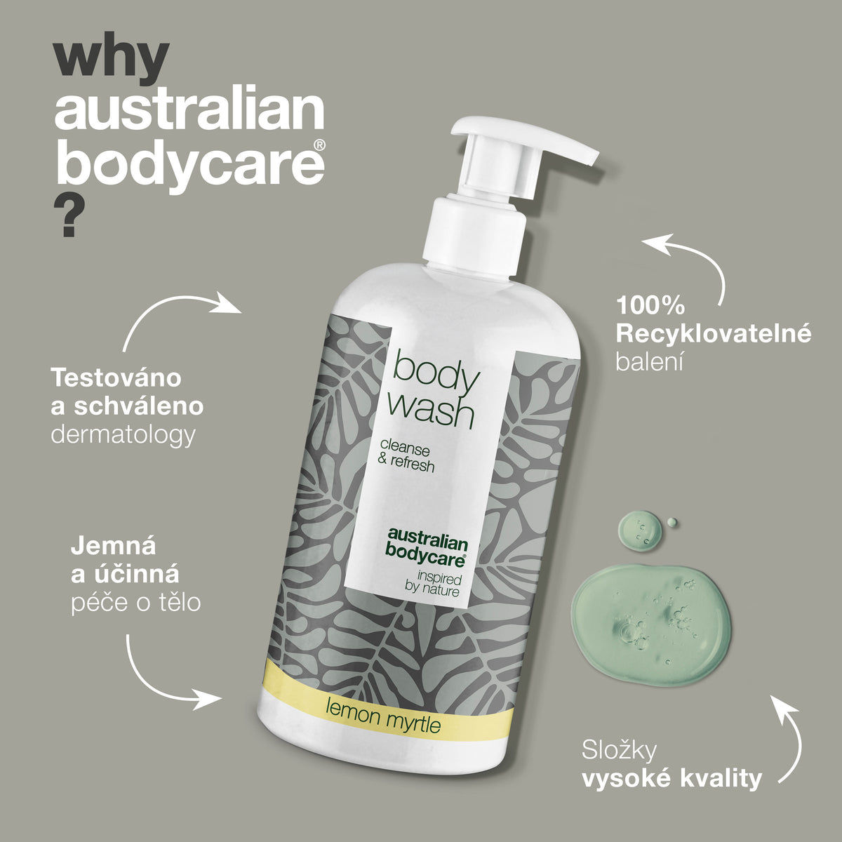 Body Wash Lemon Myrtle od Australian Bodycare je testováno a schváleno dermatology, jemná a účinná péče o tělo, se složkami vysoké kvality a ve 100% recyklovatelném balení.