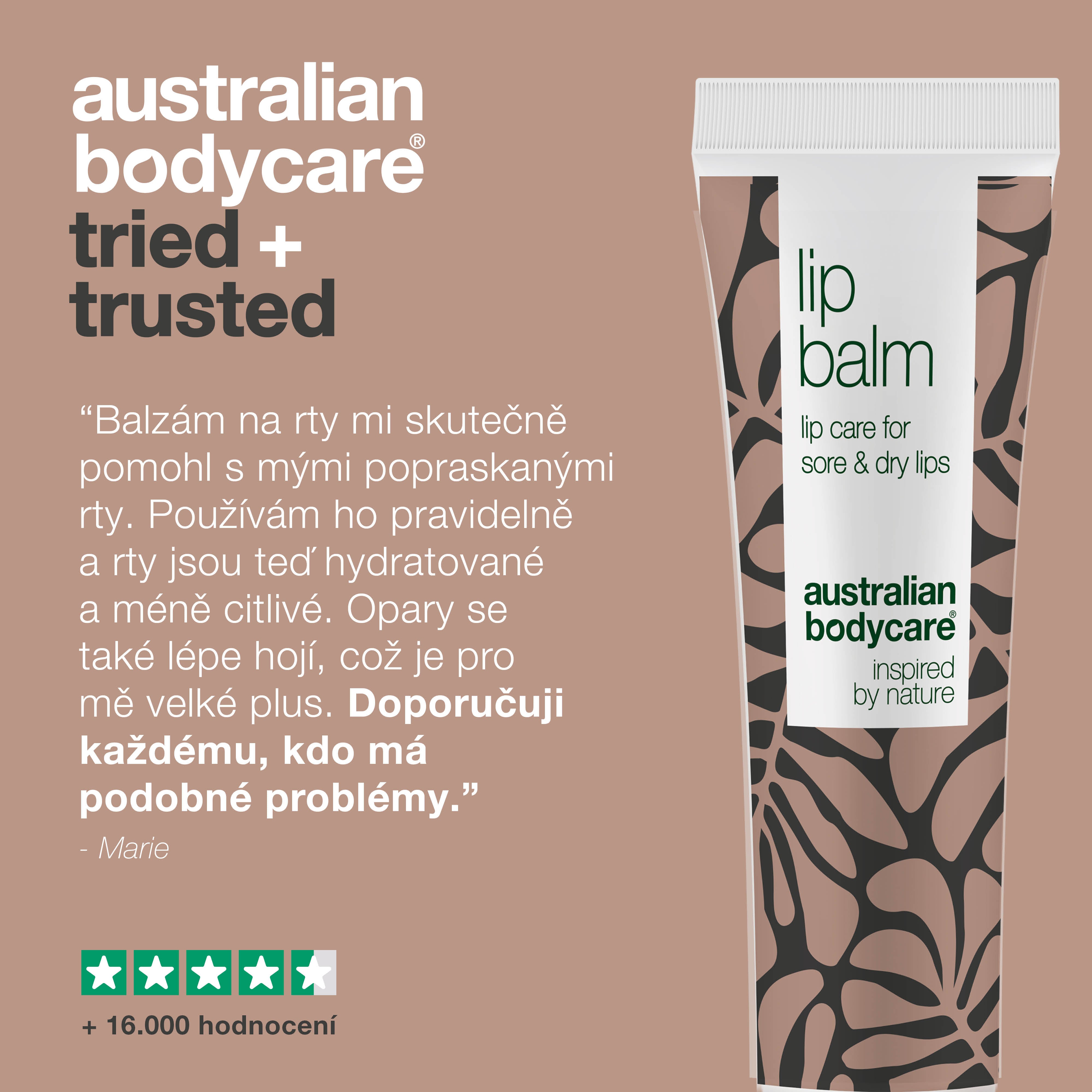 Balzám na rty na suché a popraskané rty — Balzám na rty s tea tree olejem na suché rty a opary.