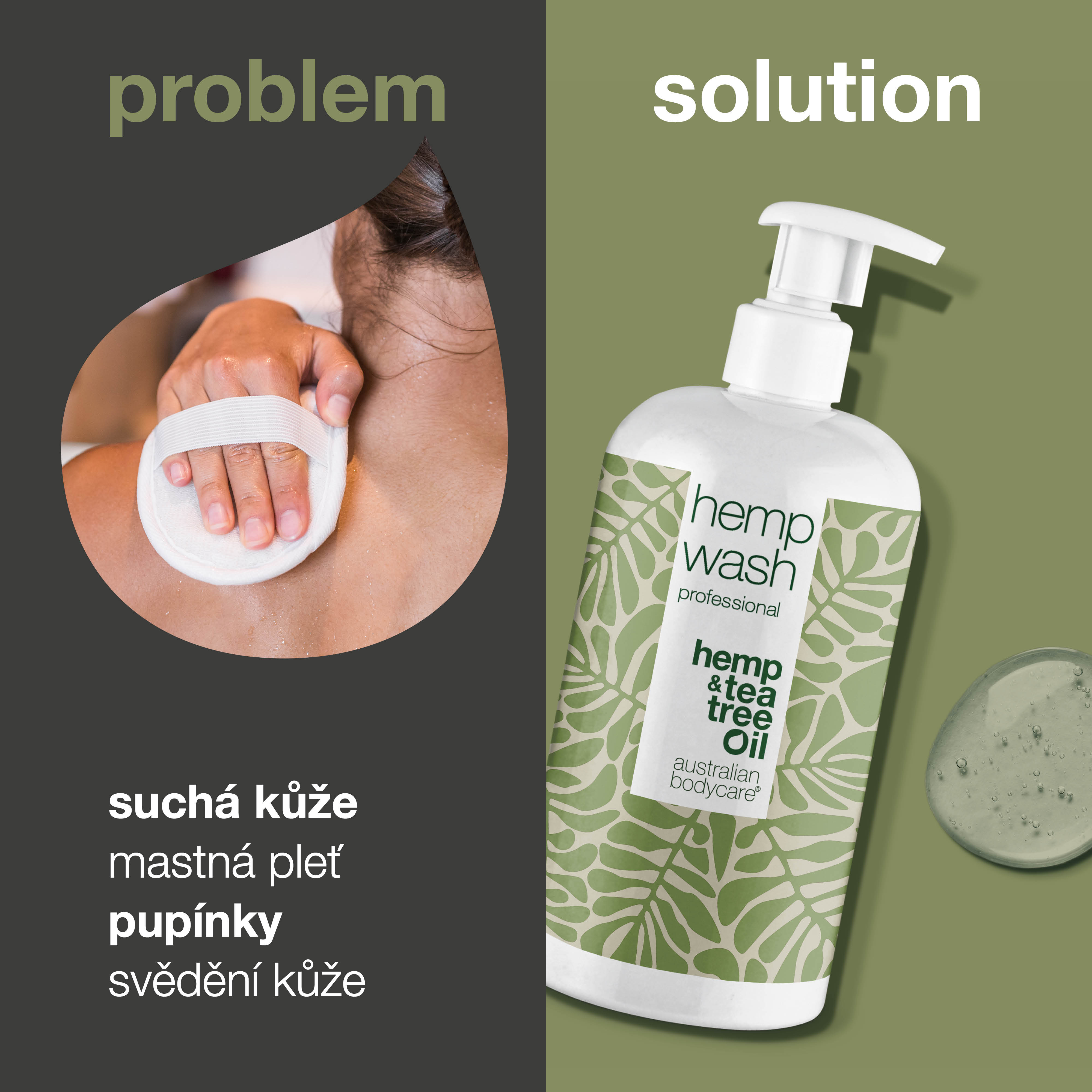 Konopny oczyszczający żel pod prysznic - Płyn do mycia ciała z naturalnym olejem konopnym do skóry suchej i tłustej