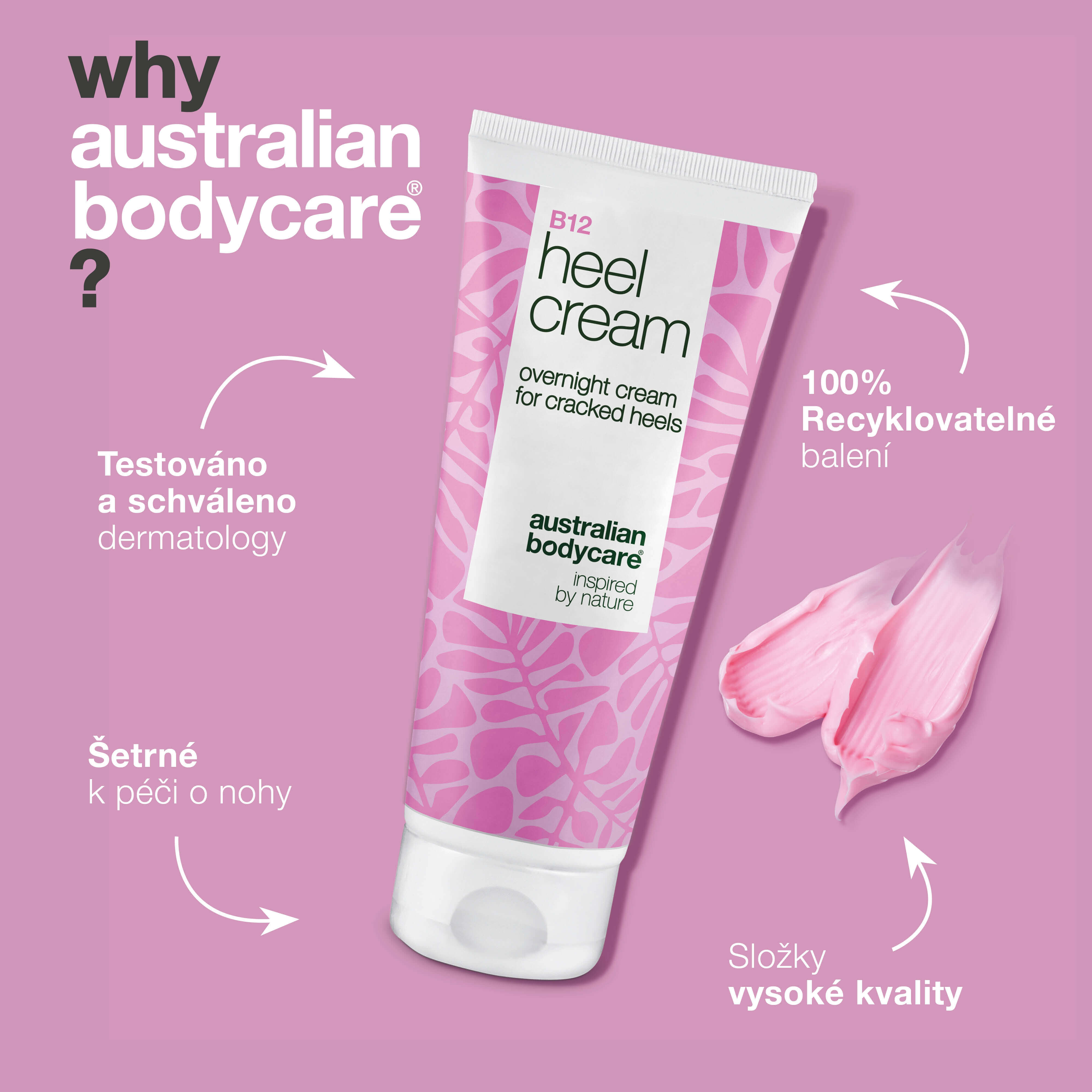Intenzivní péče o paty s 25 % ureou a B12 — Řekněte sbohem suchým patám! Krém s 25 % ureou a vitamínem B12 hloubkově hydratuje a vyživuje pokožku.