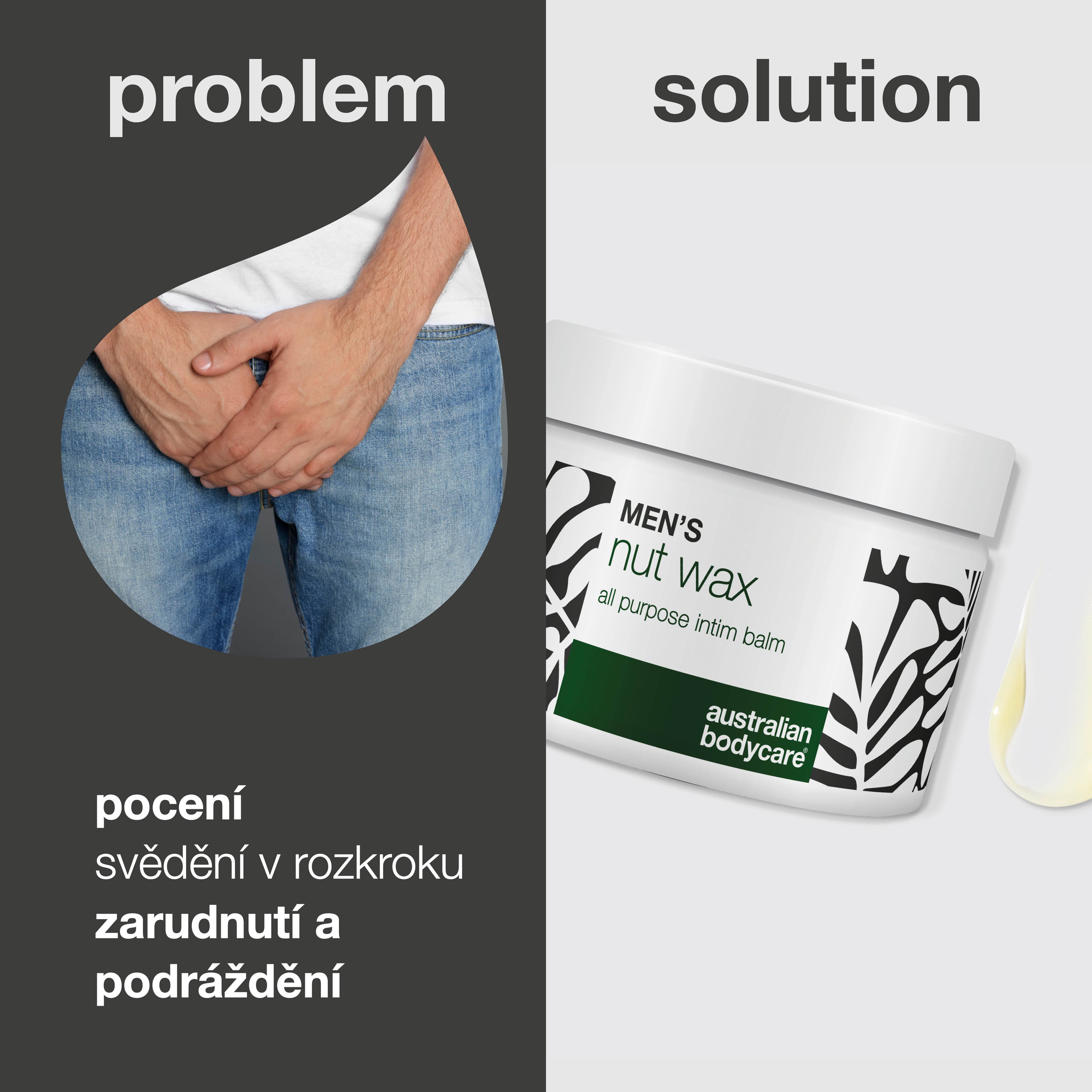 Pánský intimní vosk chrání před potem, třením a zápachem. Zklidňuje pokožku pomocí bambuckého másla, skvalanu a přírodních výtažků.
