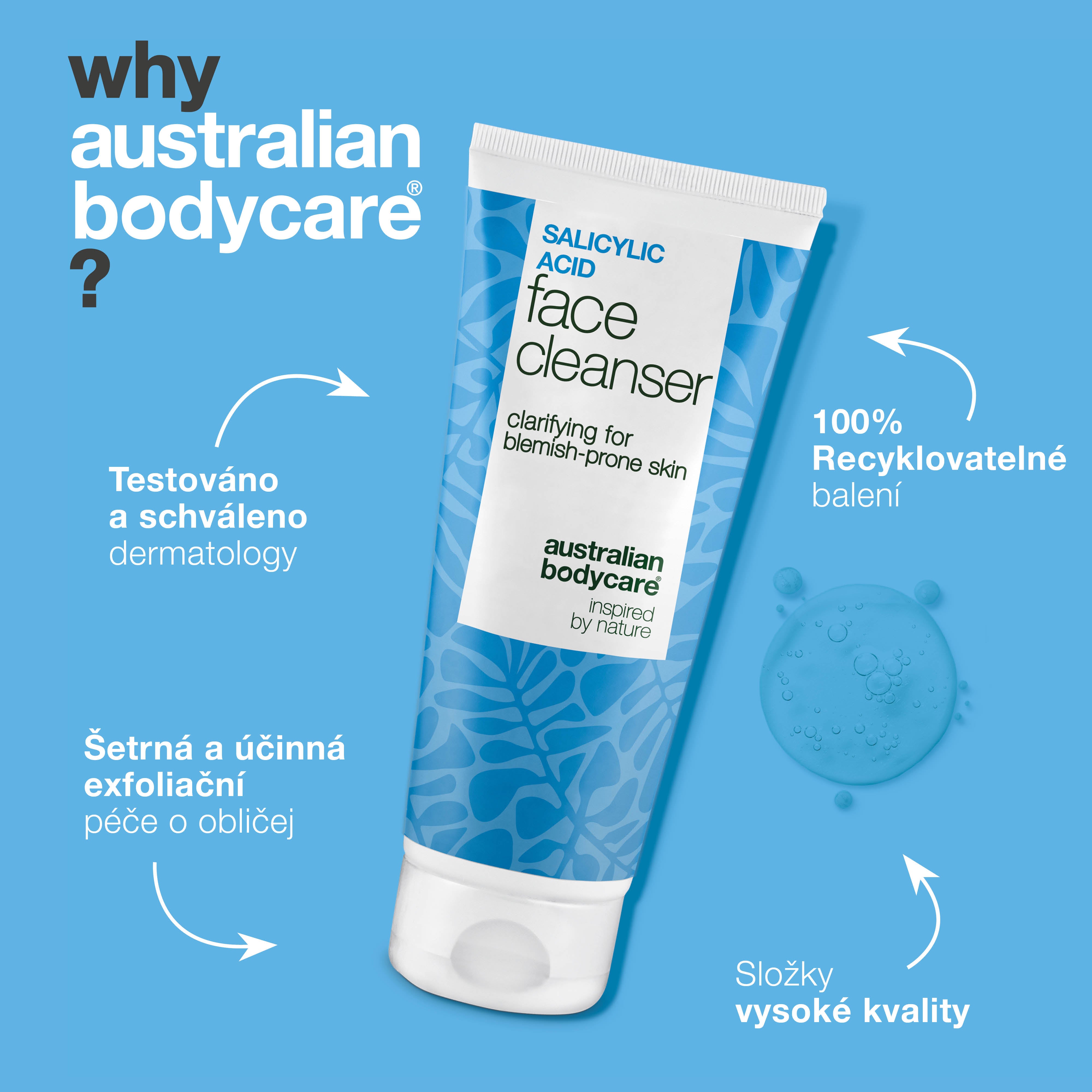 Čisticí gel s kyselinou salicylovou – čistí póry a snižuje pupínky, černé tečky a mastnotu