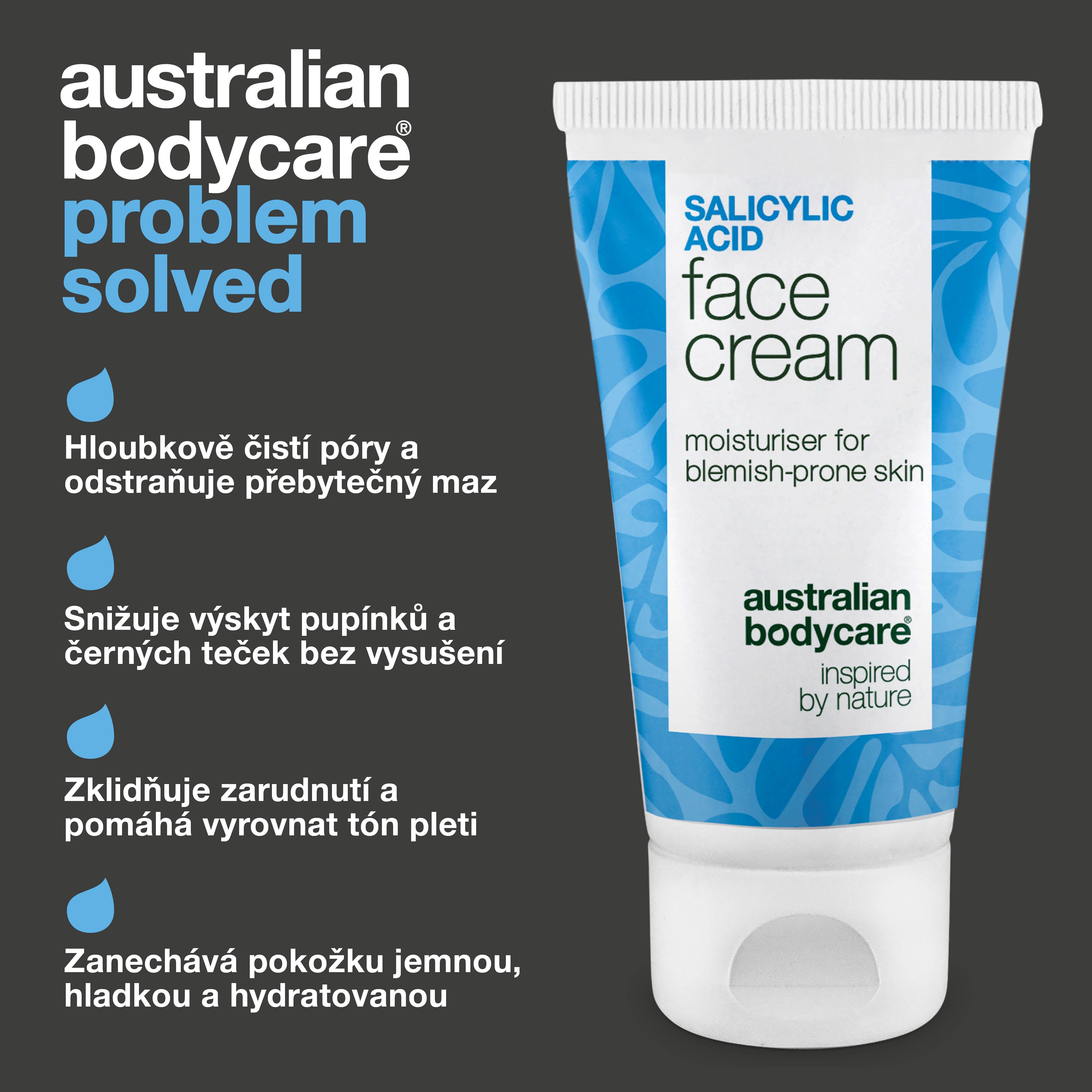 Pleťový krém s kyselinou salicylovou – redukuje pupínky a černé tečky, čistí póry a omezuje mastnotu