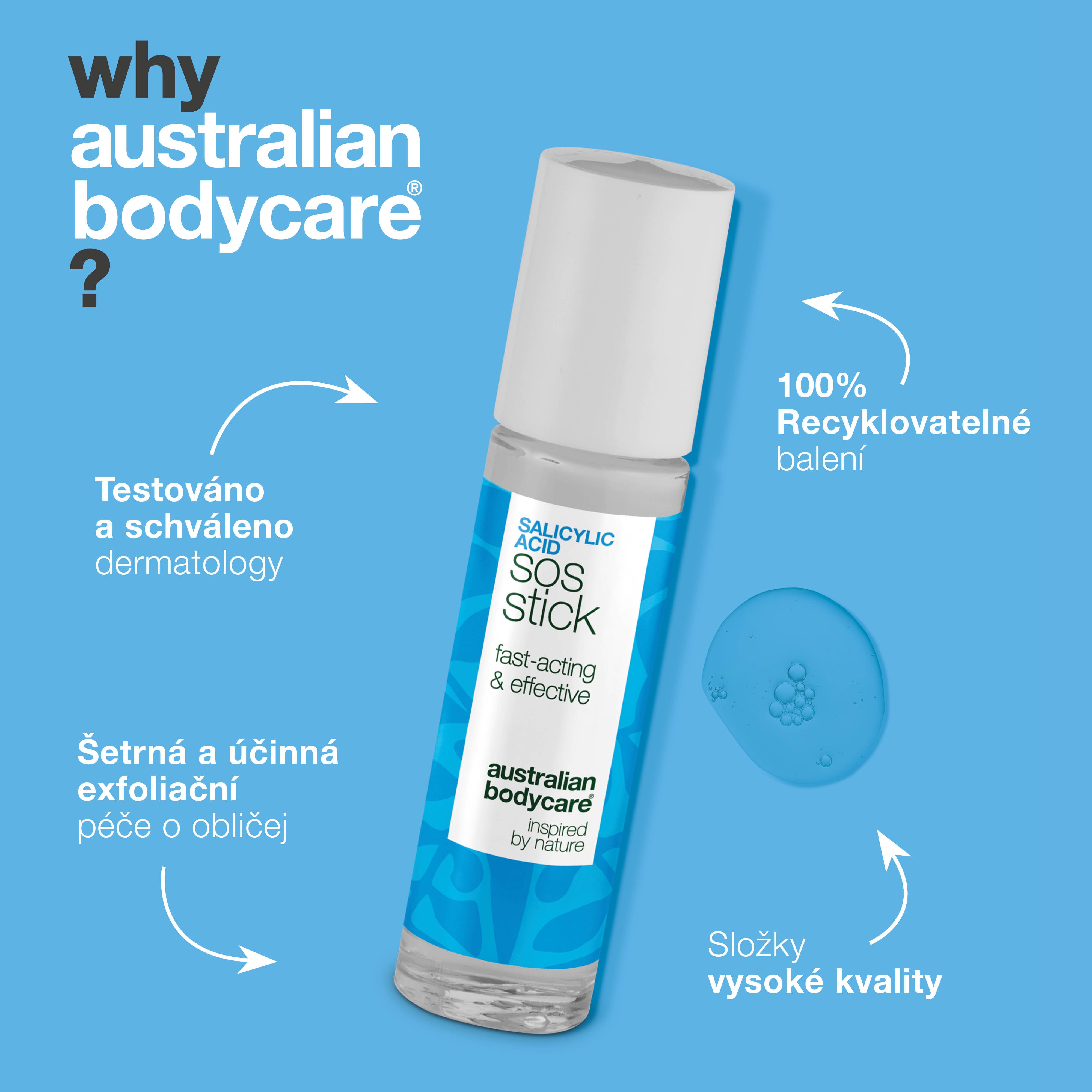 SOS tyčinka s kyselinou salicylovou – zklidňuje zarudnutí, čistí póry a redukuje pupínky