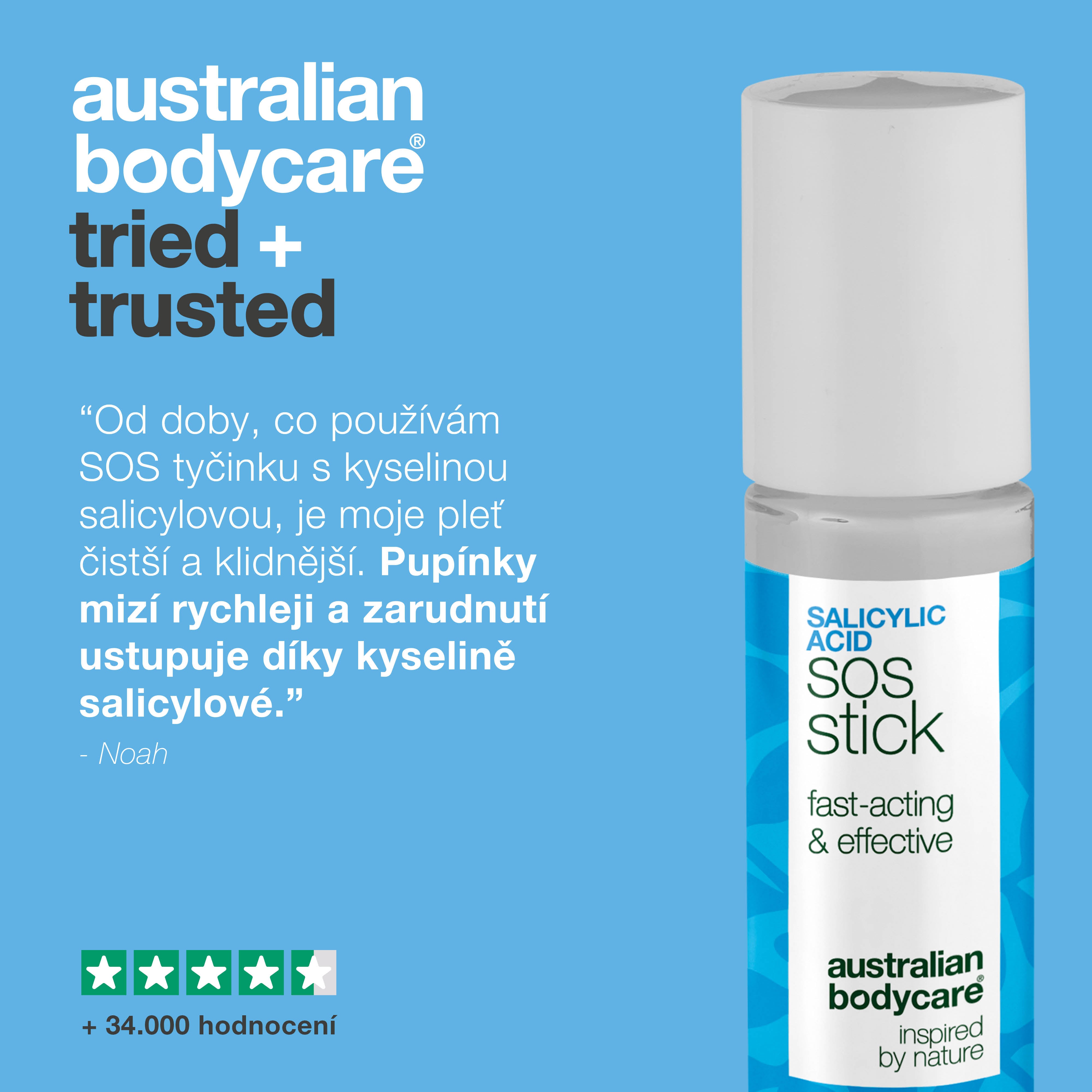 SOS tyčinka s kyselinou salicylovou – zklidňuje zarudnutí, čistí póry a redukuje pupínky