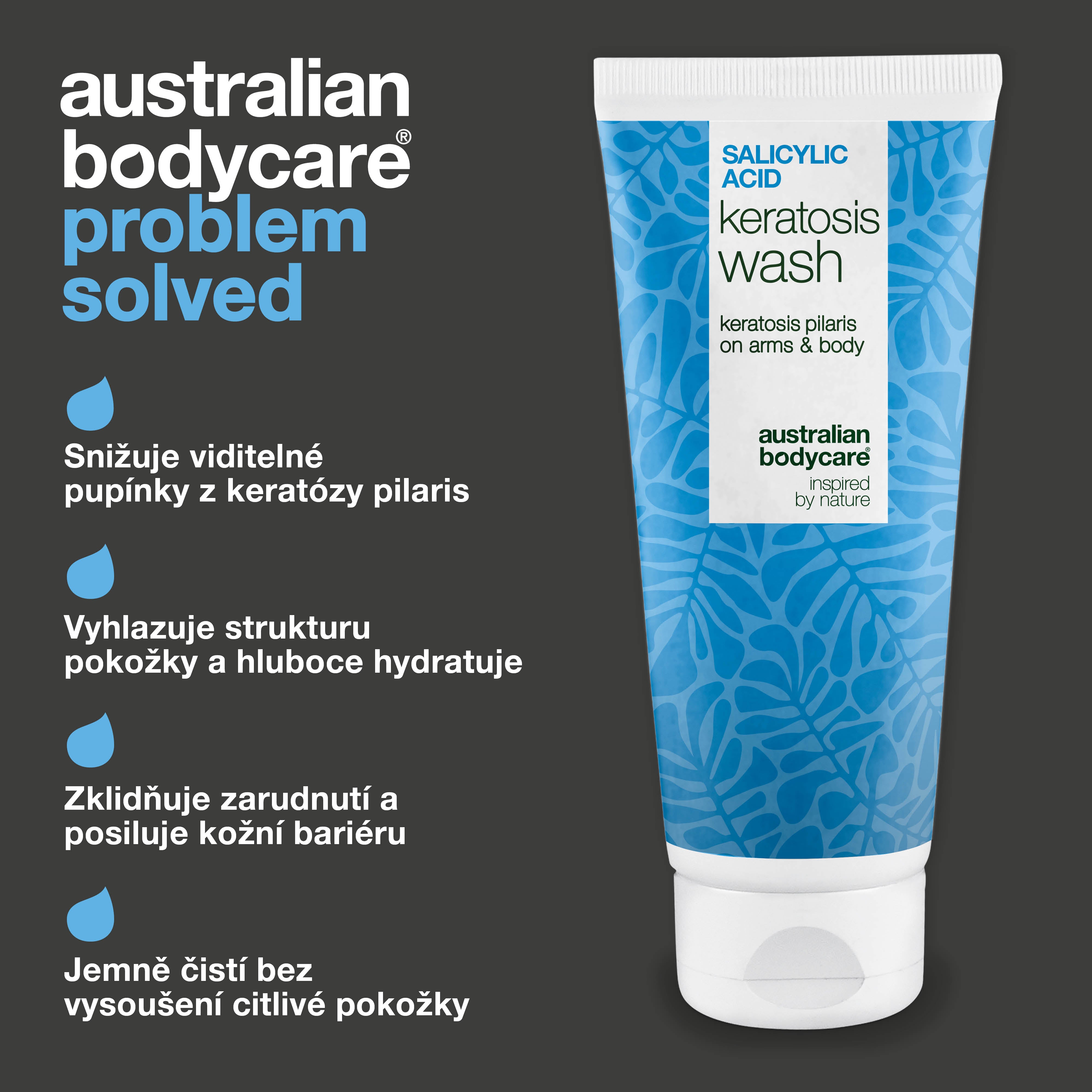 Keratosis Pilaris Sprchový gel na keratózu pilaris, ucpané póry a zarudnutí. S kyselinou salicylovou, niacinamidem, zinkem PCA a vitamínem E pro viditelné výsledky.
