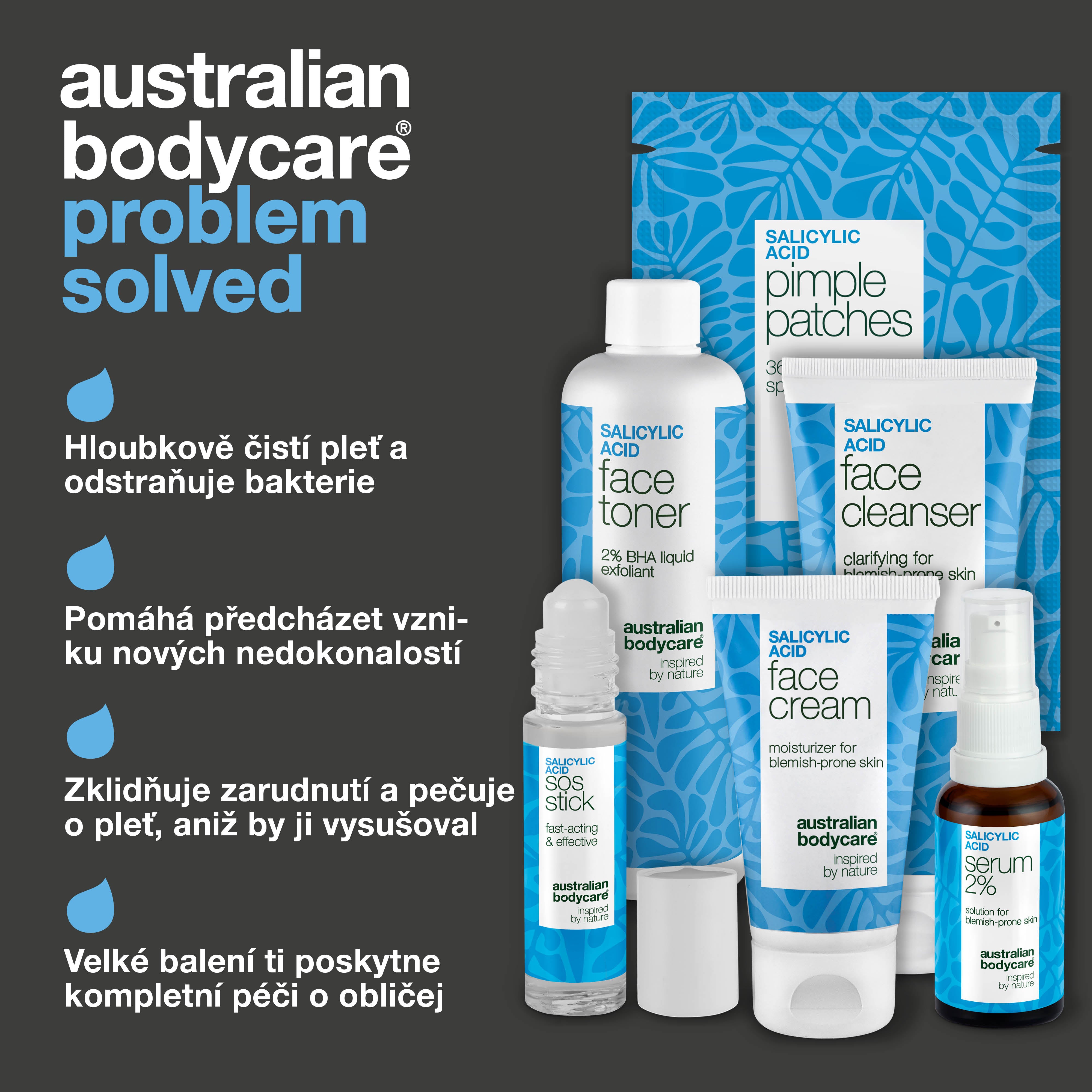 Sada proti akné a nečisté pleti s kyselinou salicylovou – čistí póry, zmírňuje zarudnutí a předchází pupínkům
