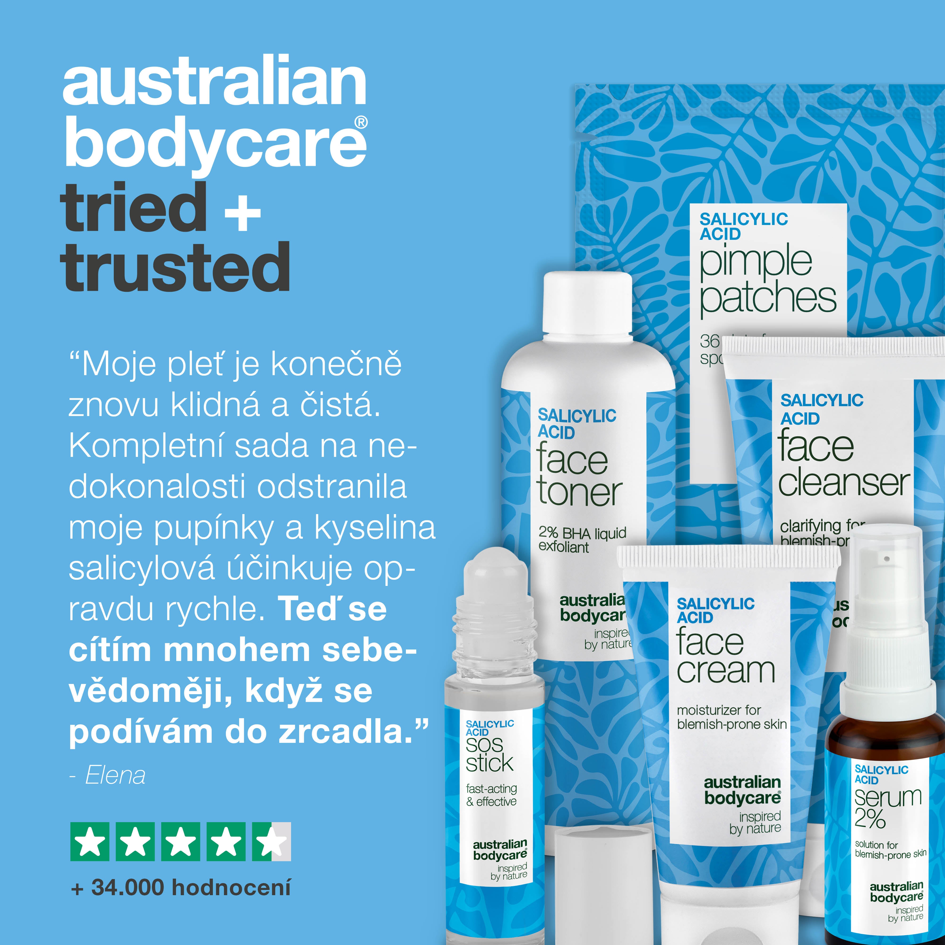 Sada proti akné a nečisté pleti s kyselinou salicylovou – čistí póry, zmírňuje zarudnutí a předchází pupínkům