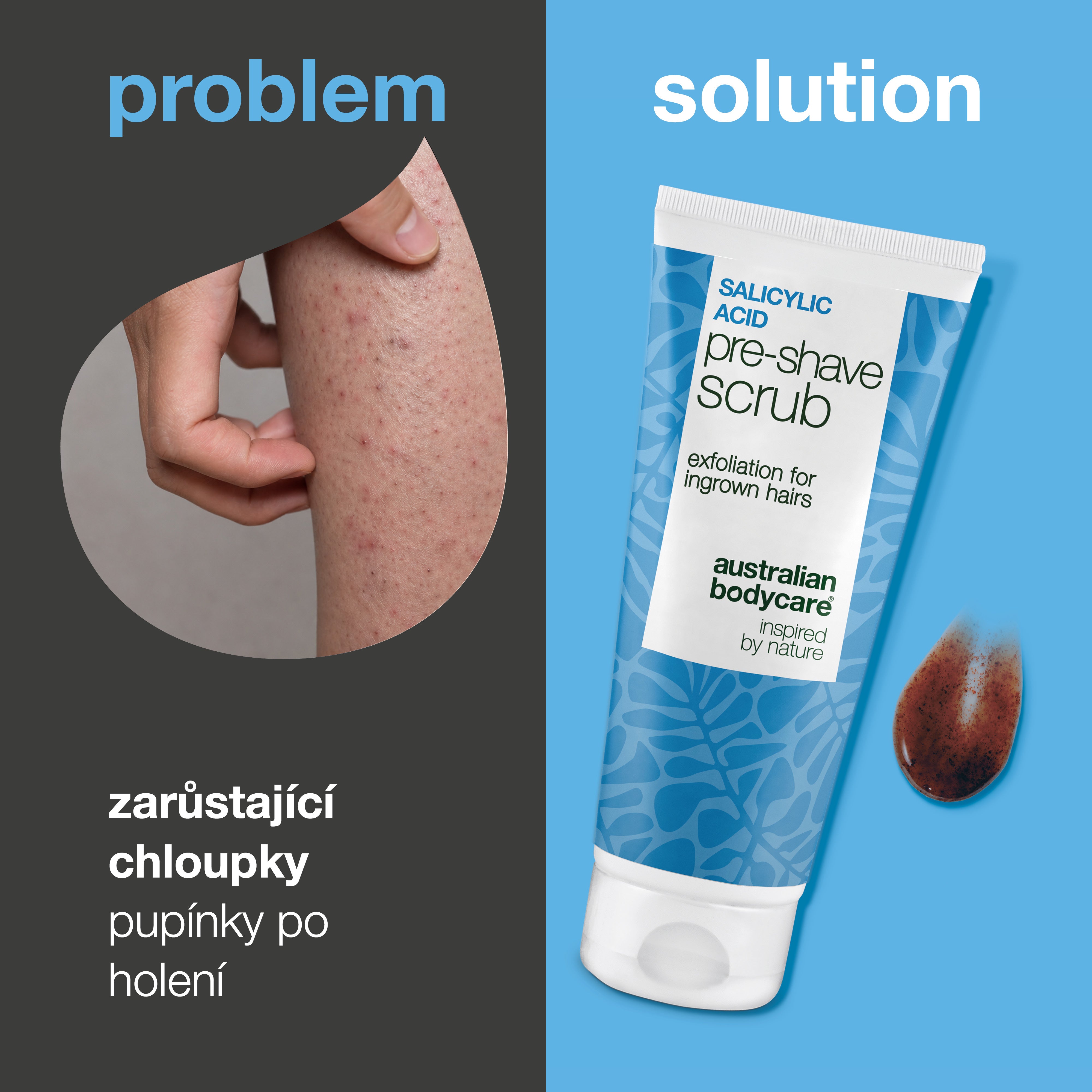 Peeling s kyselinou salicylovou na zarůstající chloupky — Peeling s kyselinou salicylovou na zarůstající chloupky a pupínky. Zajistí hladké holení bez svědění. Obsahuje kyselinu salicylovou a AHA.