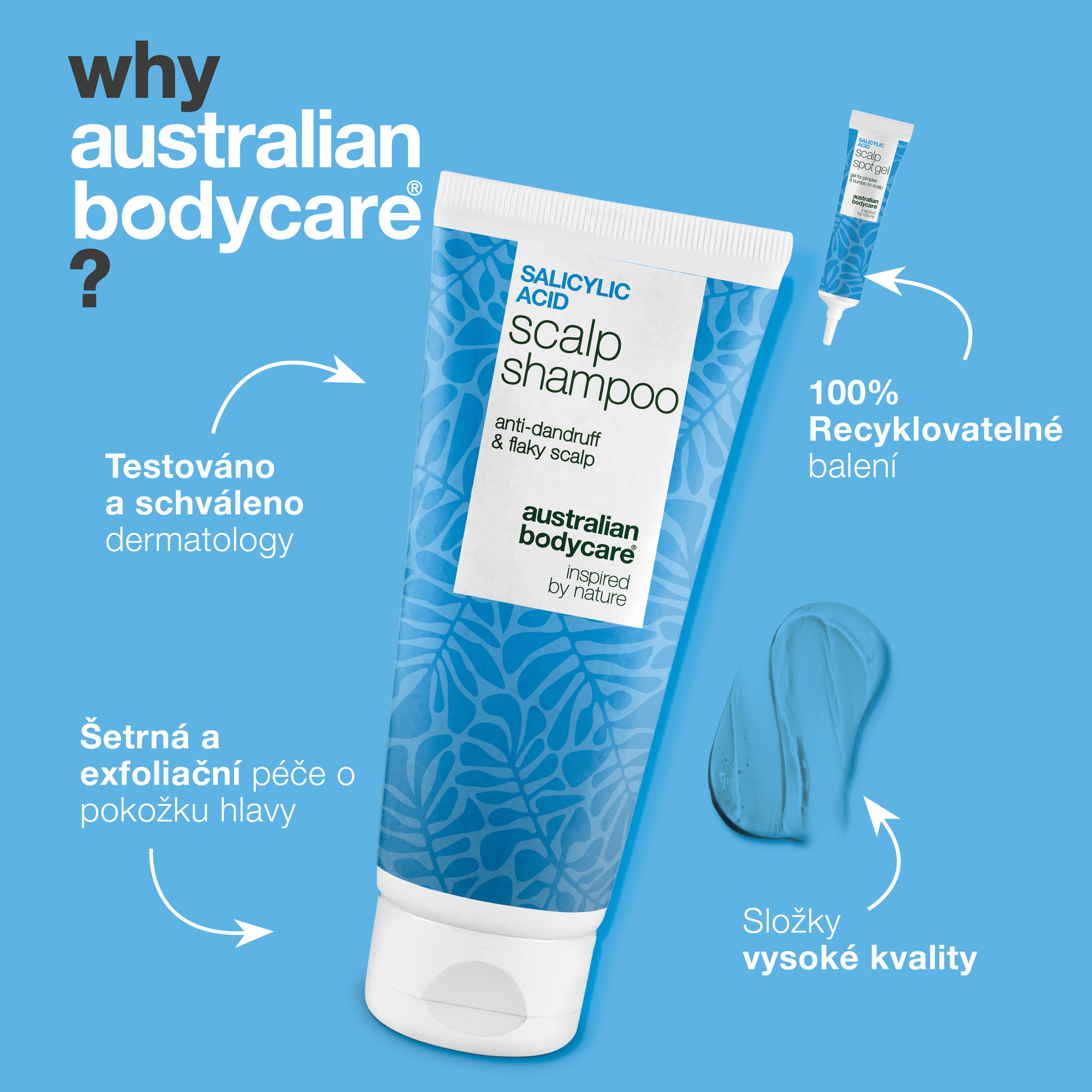 Proč Australian Bodycare: testováno a schváleno dermatology, šetrná exfoliační péče a recyklovatelné obaly