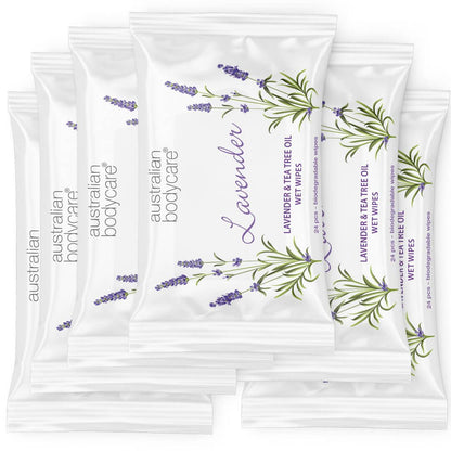 Vlhčené ubrousky s levandulou & Tea Tree olejem (24 kusy) - Na čištění a hydrataci obličeje a těla