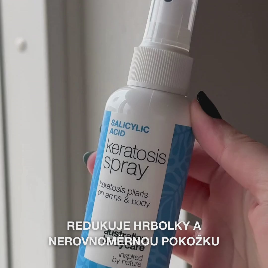 Sprej na keratosis pilaris a hrubou pokožku s pupínky — Keratosis pilaris sprej zmírňuje hrbolky a drsnou kůži. Obsahuje kyselinu salicylovou pro jemné čištění a vyhlazení.