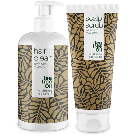2 produkty na mastné vlasy - Šampon a peeling s Tea Tree olejem na mastnou pokožku hlavy a vlasy